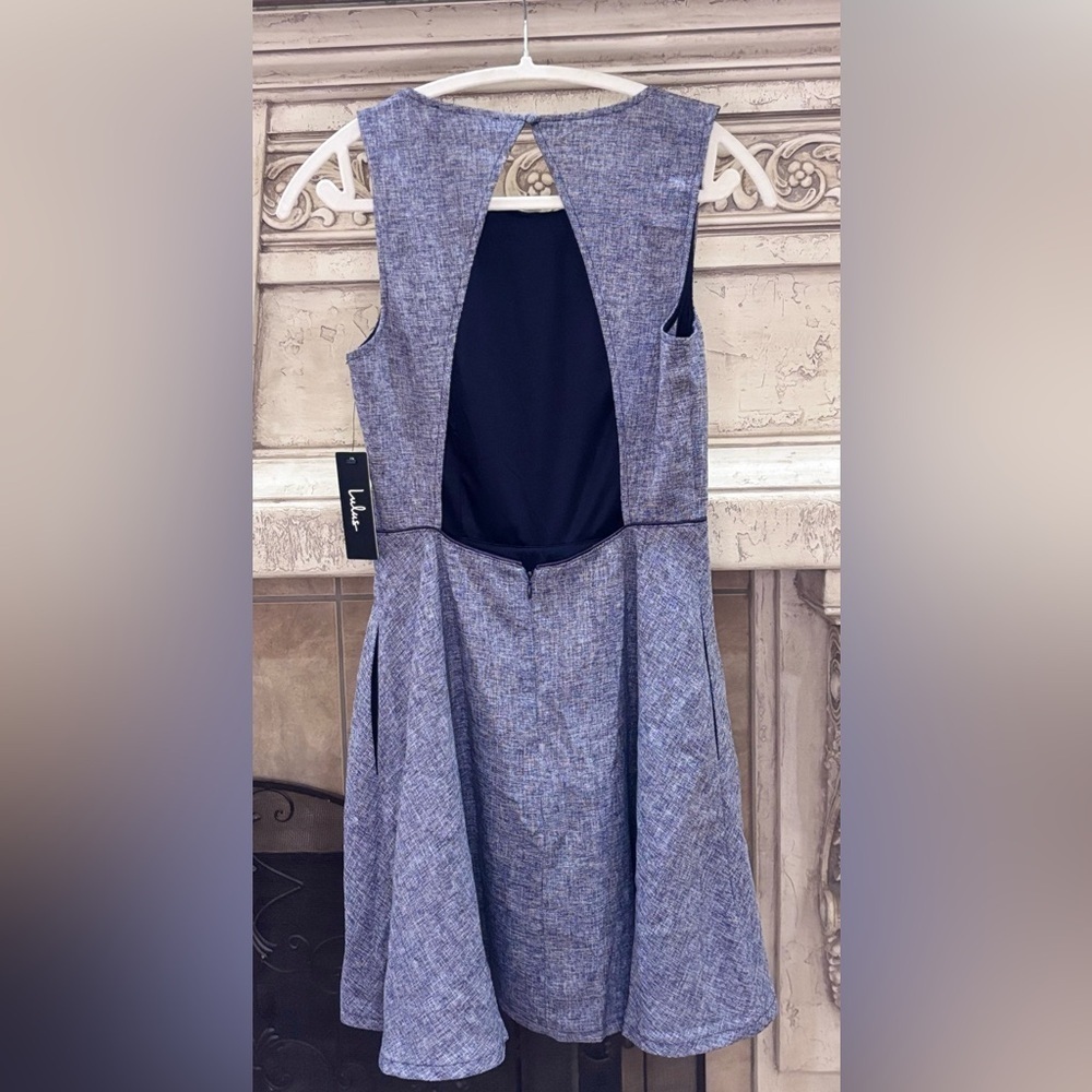 NWT Lulus Navy Backless A-Line Dress Size Medium - Picture 2 of 6